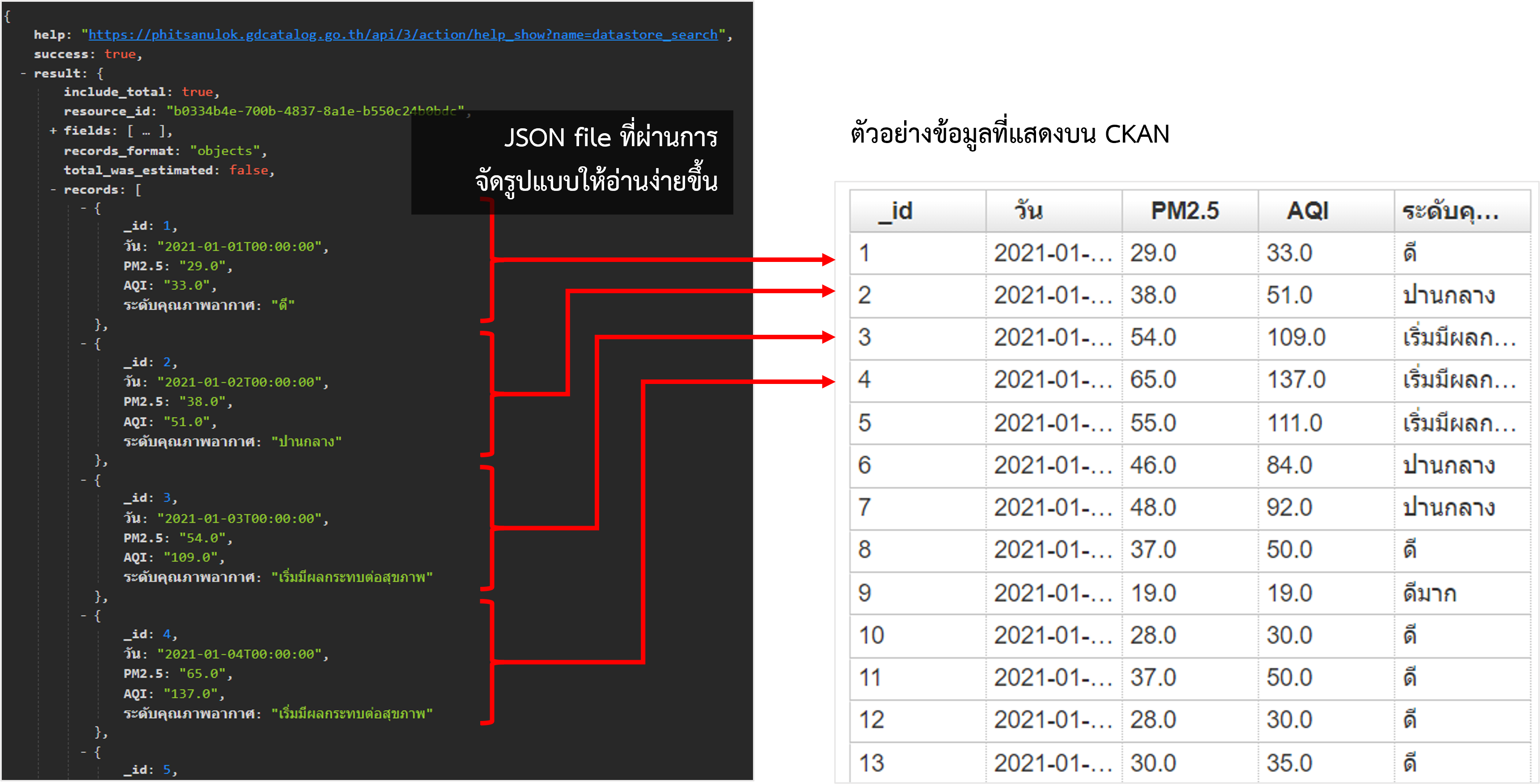 JSON output from CKAN